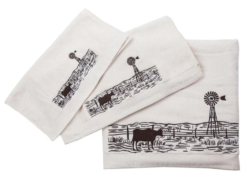 Jasper Embroidered Windmill Landscape Towel Set - Image 2