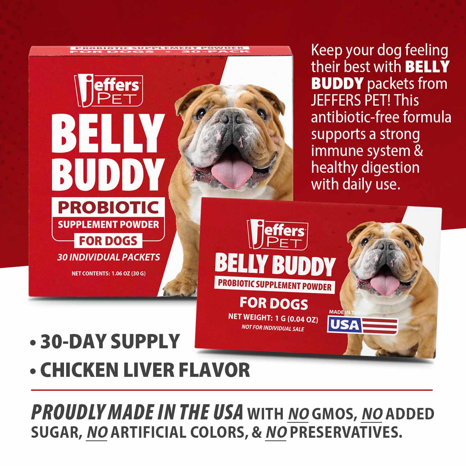 Jeffers BELLY BUDDY Probiotic Supplement Powder for Dogs – Multi-Strain Digestive & Immune Support - Image 3