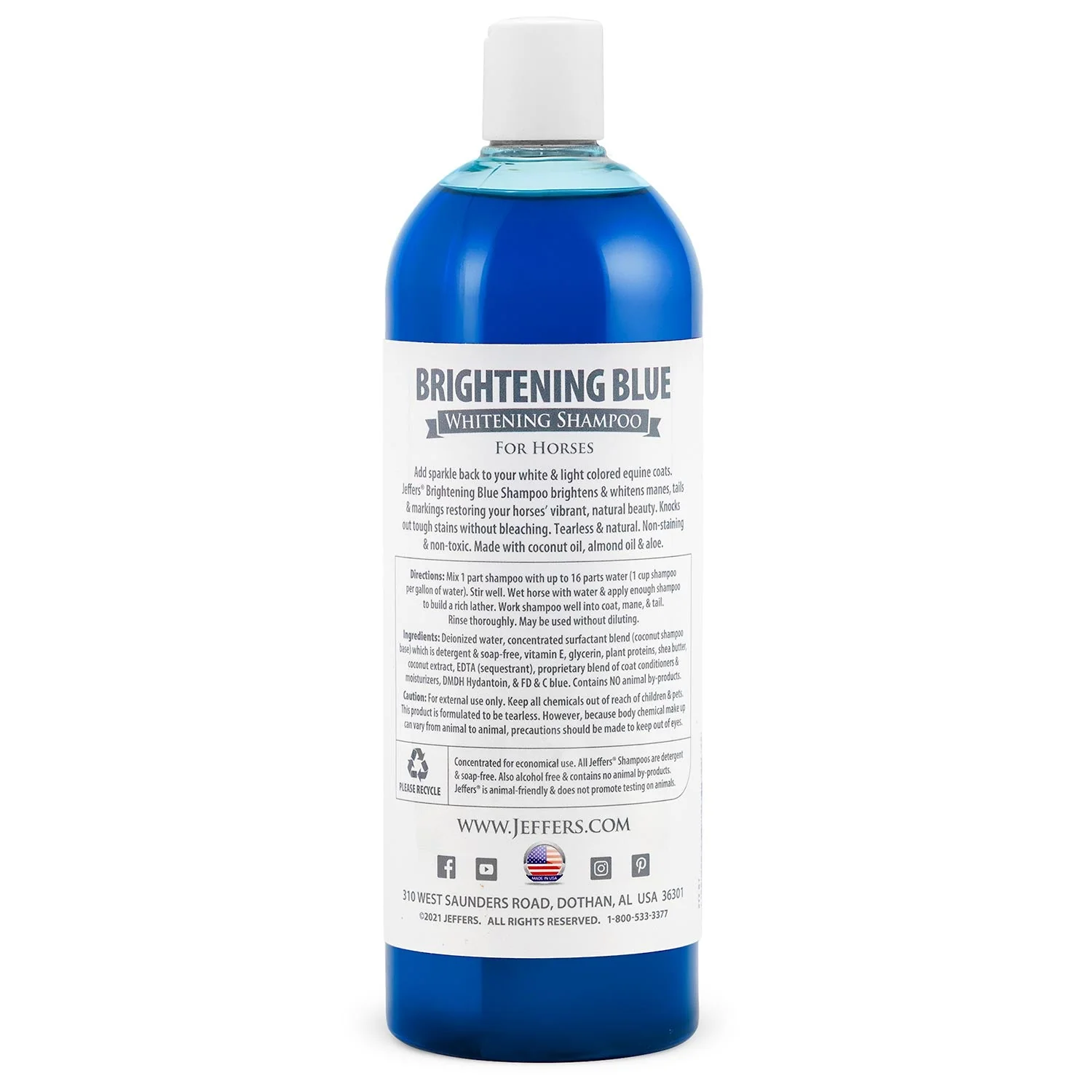 Jeffers Equine BRIGHTENING BLUE Whitening Horse Shampoo - Image 8