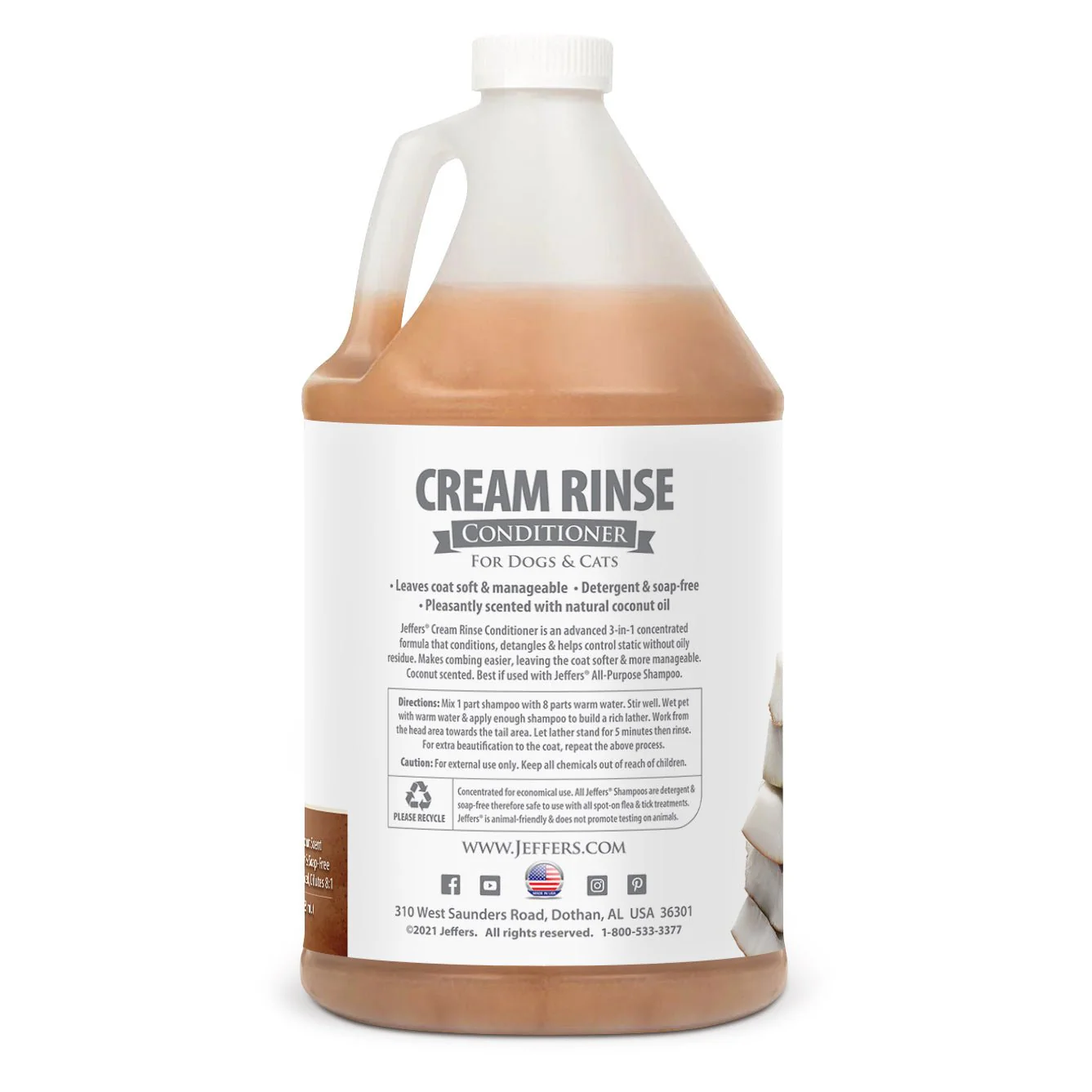 Jeffers Pet Cream Rinse Dog & Cat Conditioner with Coconut Oil - Image 5