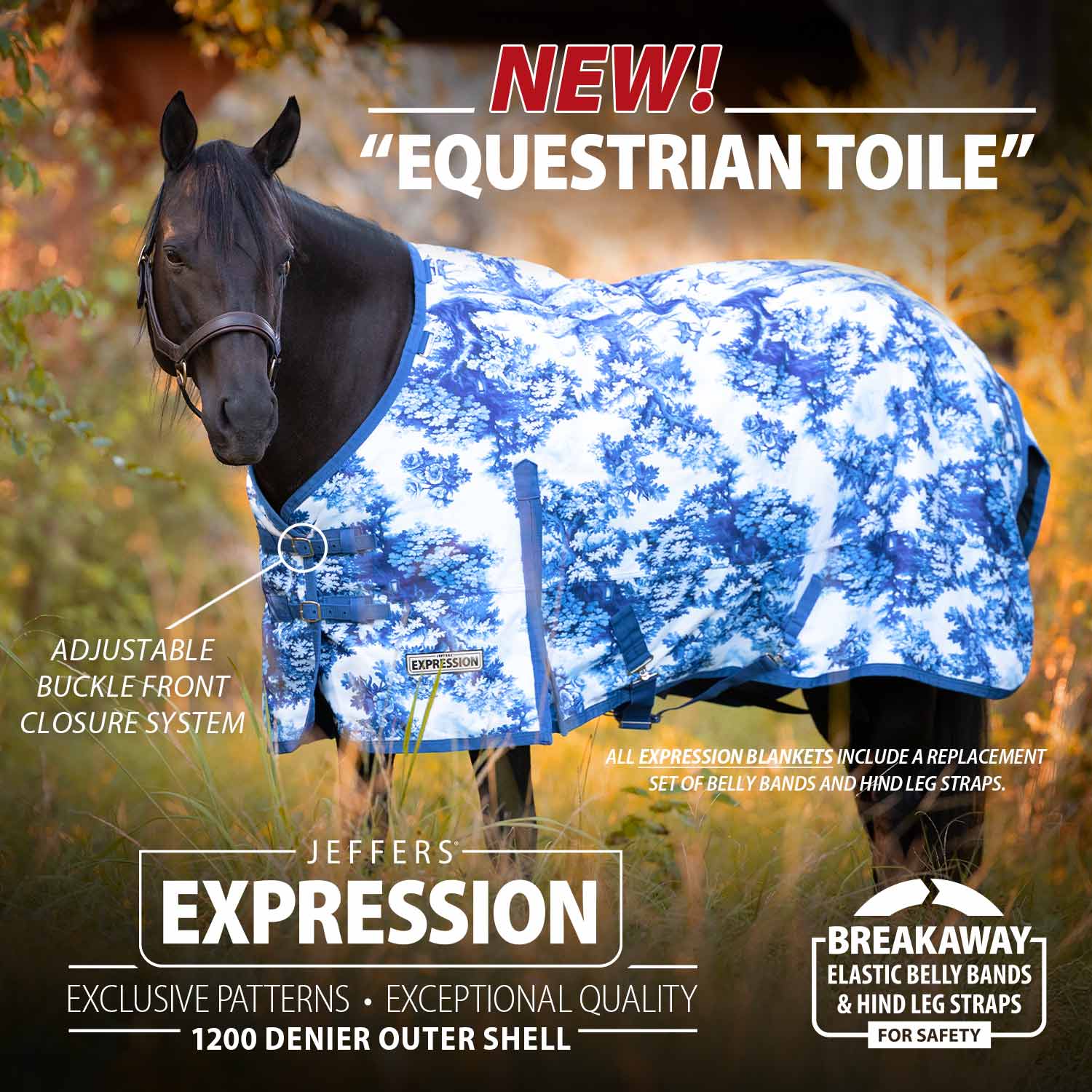 Jeffers Expression 1200 Denier Standard Neck Turnout Horse Blanket, 240 Gram - Image 4