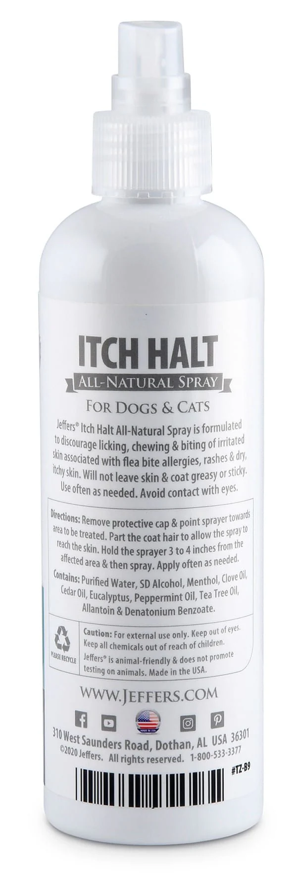 Jeffers Pet Itch Halt All-Natural Spray, Stop Licking & Biting of Skin Irritations in Dogs & Cats, 8 oz - Image 2