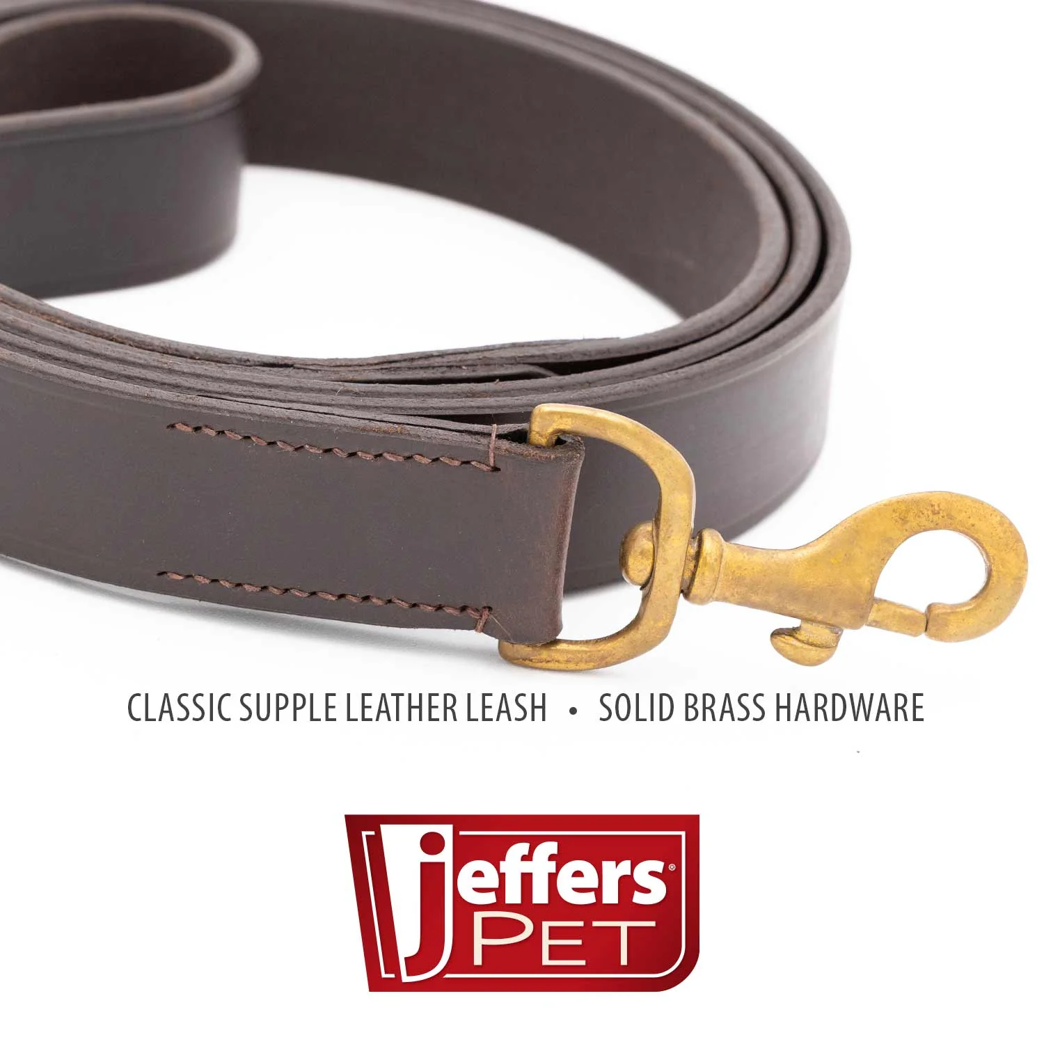 Jeffers Flat Leather Dog Leash with Hand Strap Handle, 6'L - Image 4
