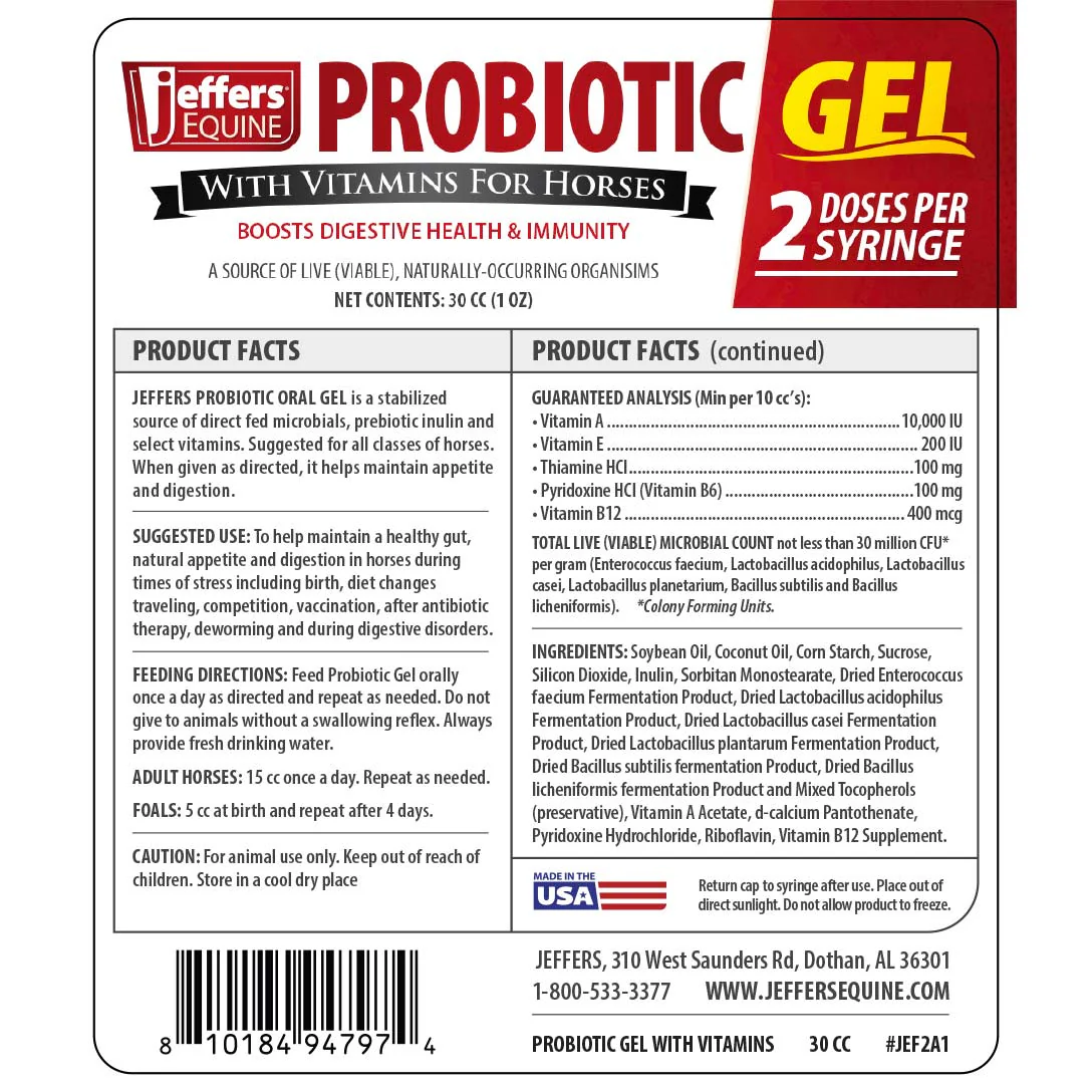Jeffers Probiotic Gel for Horses, 2 Dose Syringe - Image 7