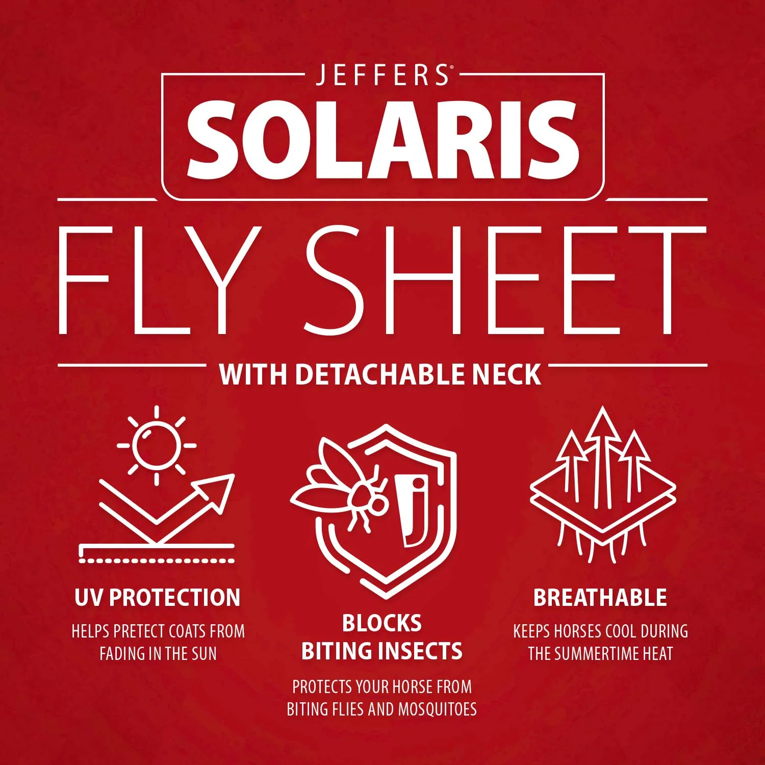 Jeffers Solaris Horse Fly Sheet with Detachable Neck, Grey & Red - Image 2
