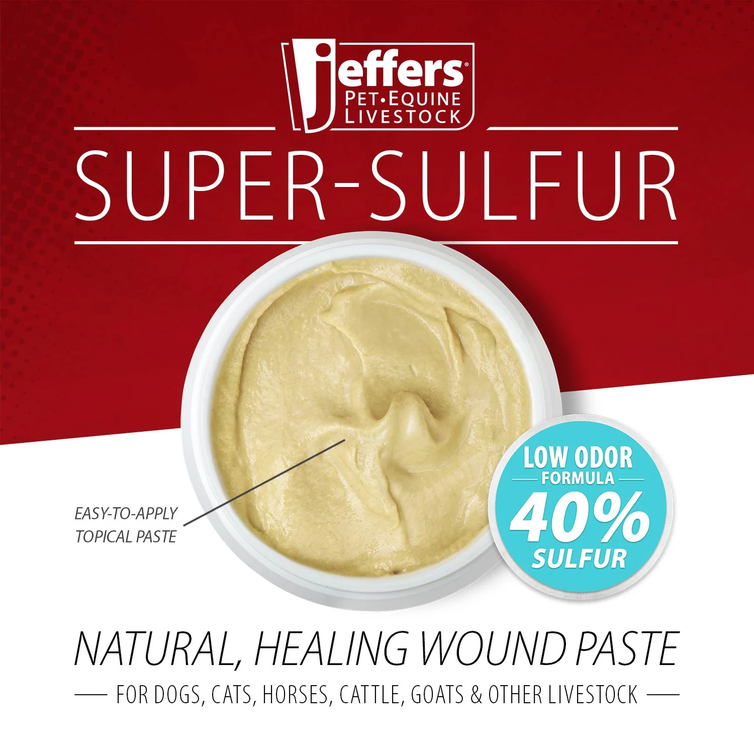 Jeffers Super-Sulfur Skin & Wound Healing Paste for Pets, Horses, & Livestock - Image 2