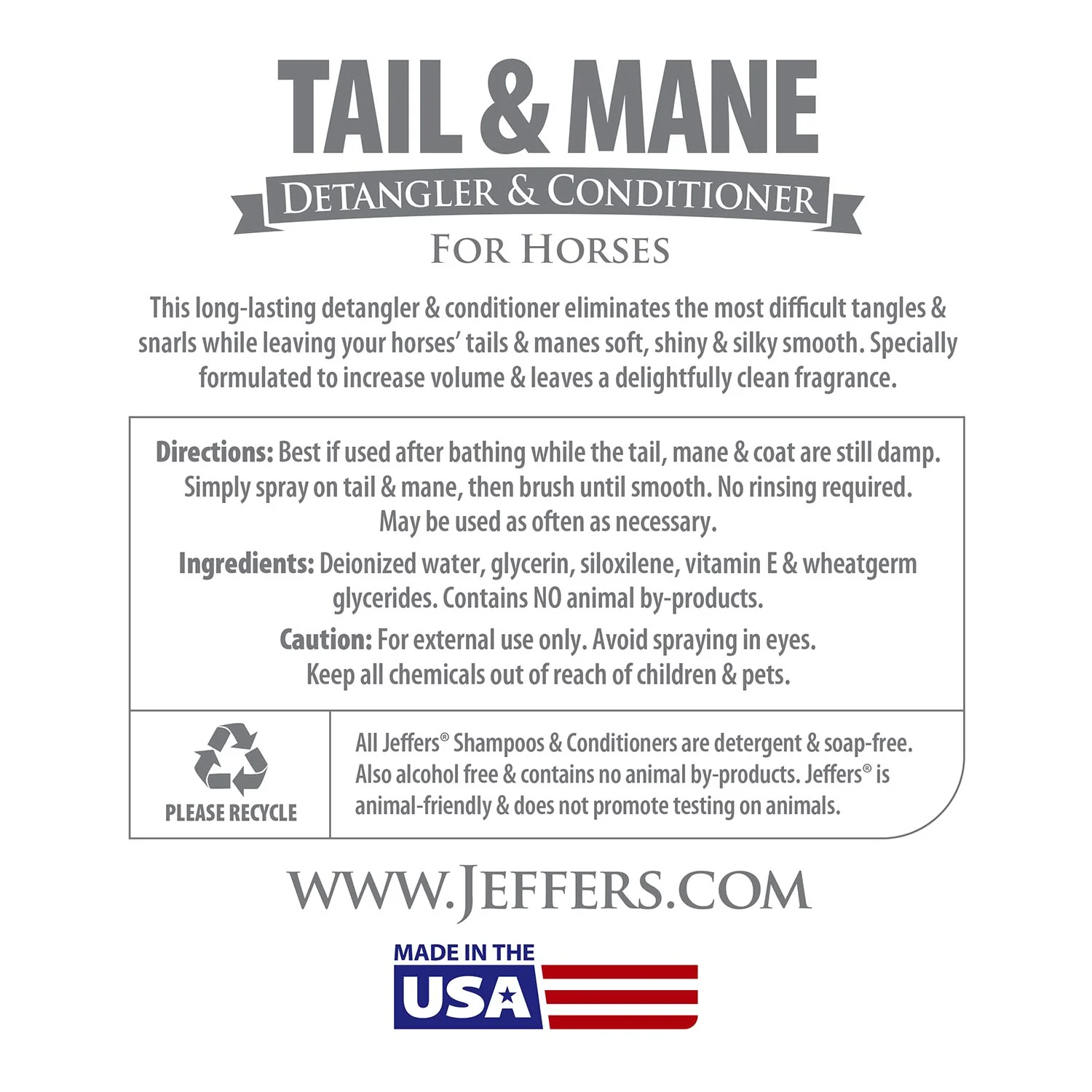 Jeffers Equine Tail & Mane Detangler and Conditioner for Horses - Image 8