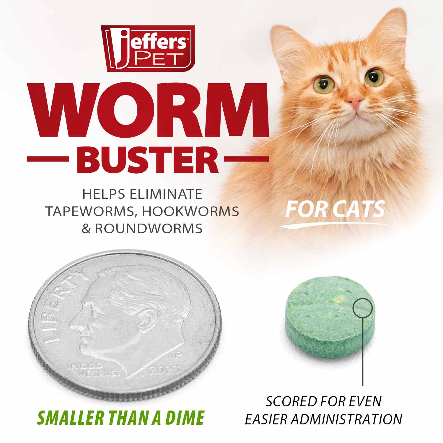 Jeffers WORM BUSTER Cat Dewormer Flavored Tablets with Praziquantel & Pyrantel - Image 4