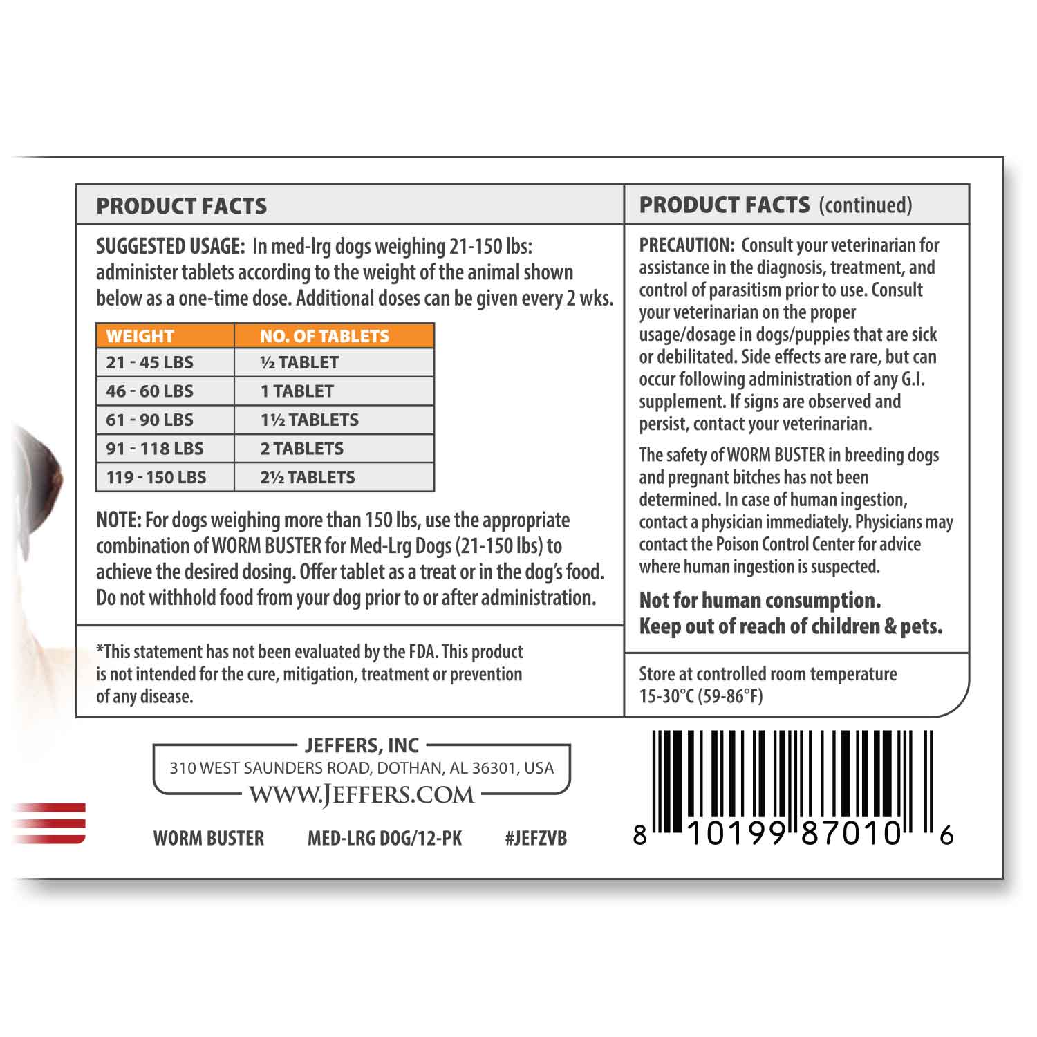 Jeffers Worm Buster Dog Dewormer Flavored Tablets - Image 18
