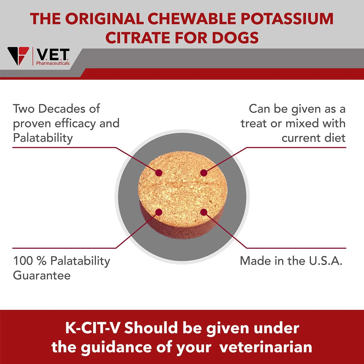 K-CIT-V Potassium Citrate for Dogs, 100 Chewable Tablets - Image 6