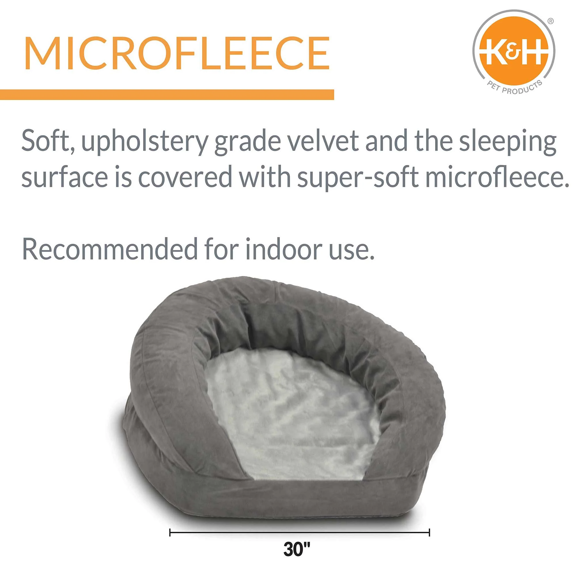 K&H Pet Products Orthopedic Bolster Sleeper Dog Bed, Gray, Medium, 30" - Image 2