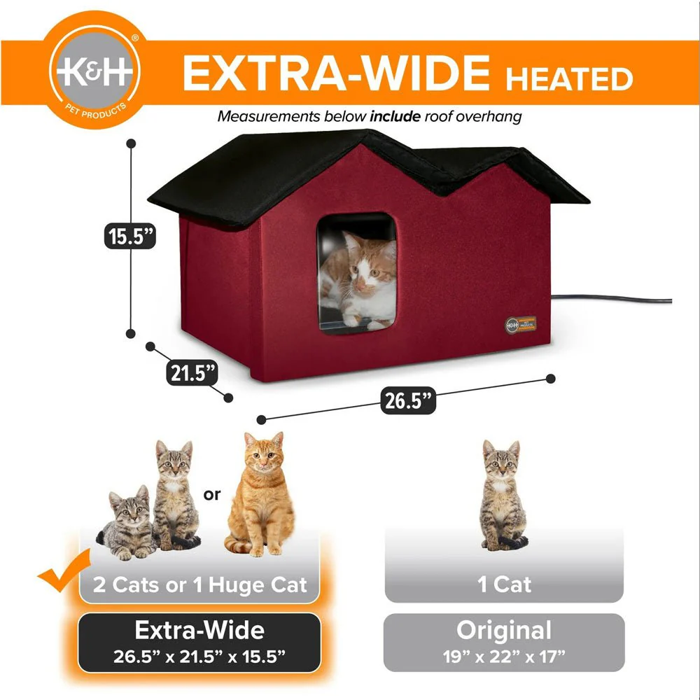 K&H Extra Wide Heated Outdoor Cat House – Insulated Kitty Shelter with Removable Heated Pad for Multiple Cats - Image 9