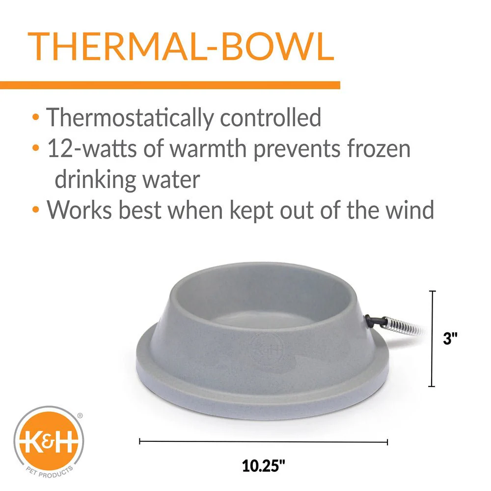 K&H Thermal-Bowl Outdoor Heated Cat & Dog Water Bowl, 32 oz – Non-Freezing, BPA-Free, Energy-Efficient - Image 2
