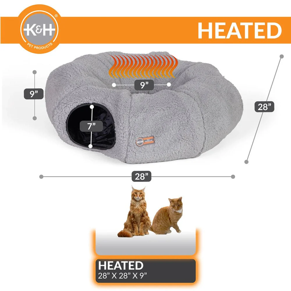 K&H Thermo-Kitty Heated Cat Tunnel – Indoor Heated Cat Bed and Play Tunnel with Machine Washable Pillow - Image 2