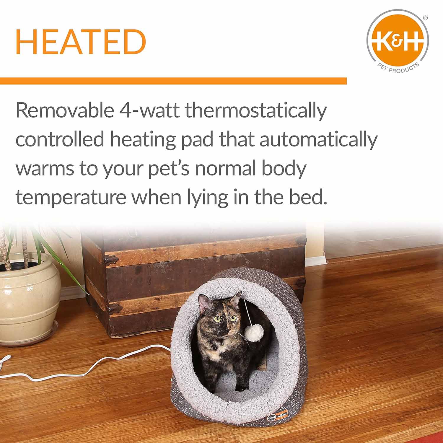 K&H Pet Products Thermo-Pet Cave Heated Cat Bed – Plush Cat Cave & Tunnel for Cats and Small Dogs - Image 5