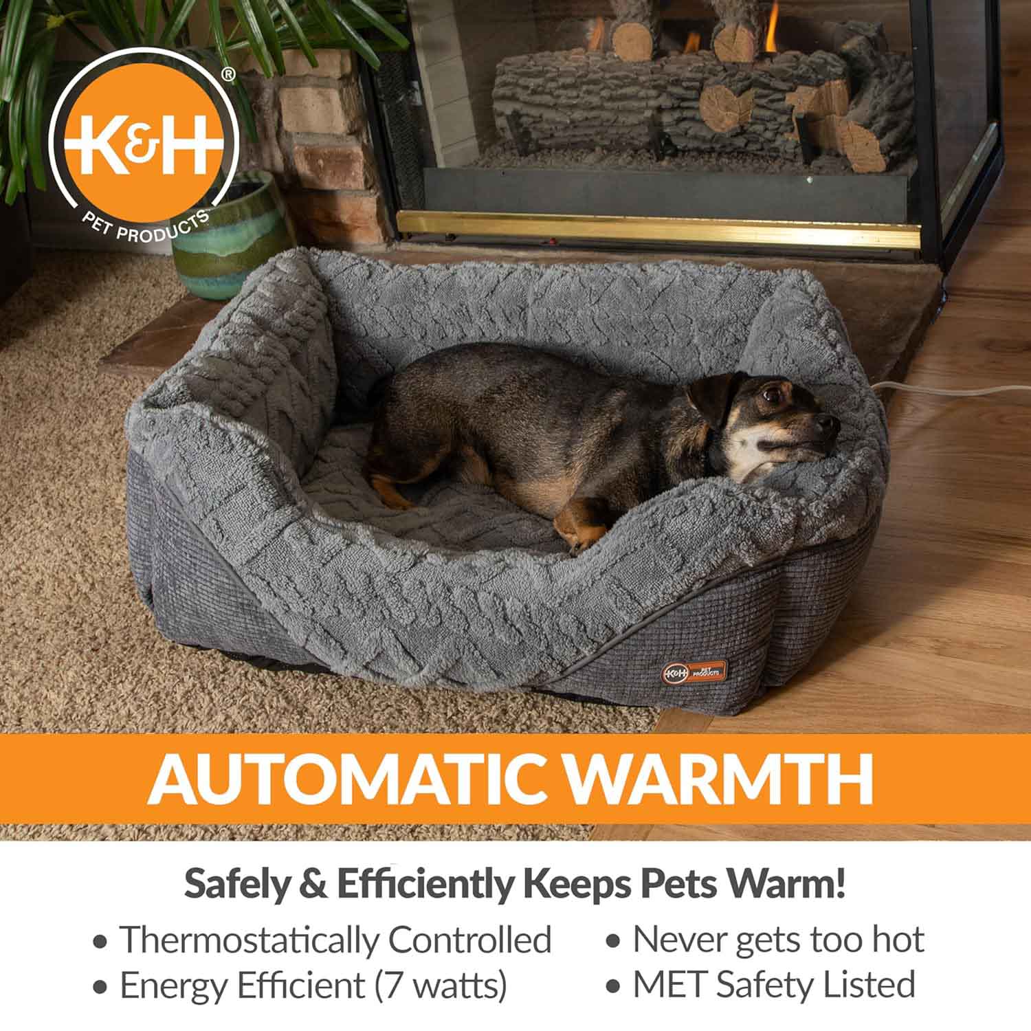 K&H Thermo-Pet Lounge Sleeper Heated Cat & Small Dog Bed – Plush, Non-Slip, Machine Washable Indoor Pet Bed - Image 10
