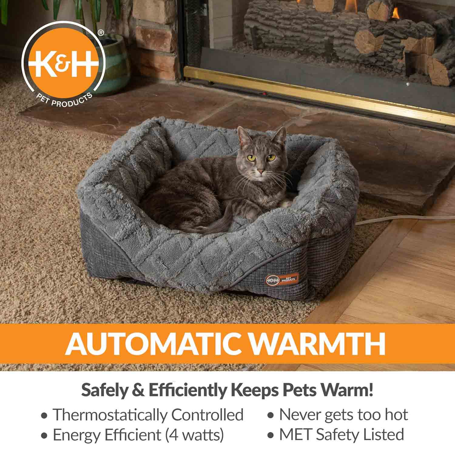 K&H Thermo-Pet Lounge Sleeper Heated Cat & Small Dog Bed – Plush, Non-Slip, Machine Washable Indoor Pet Bed - Image 3