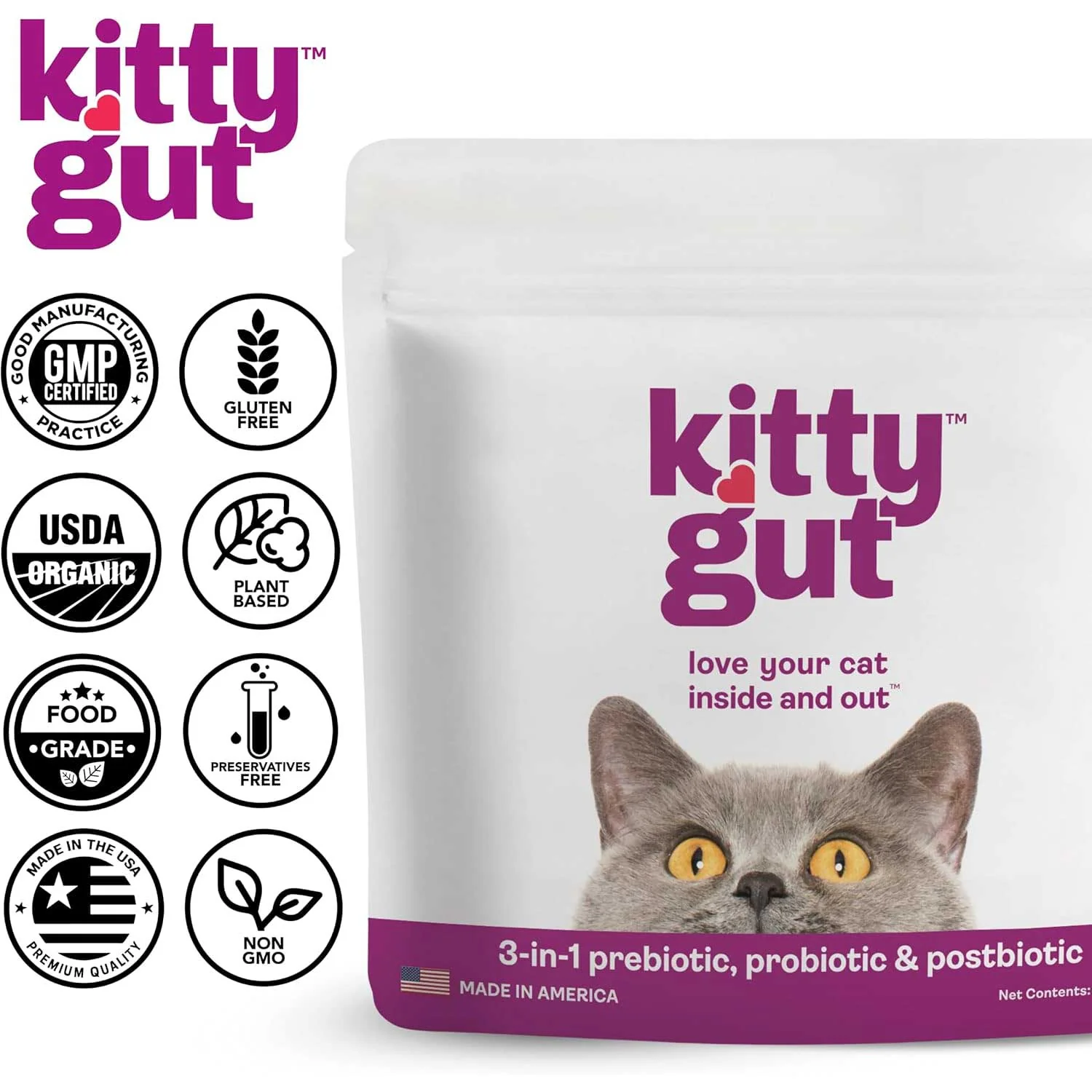 Kitty Gut 3-in-1 Pre + Pro + Postbiotic Supplement for Cats - Image 2