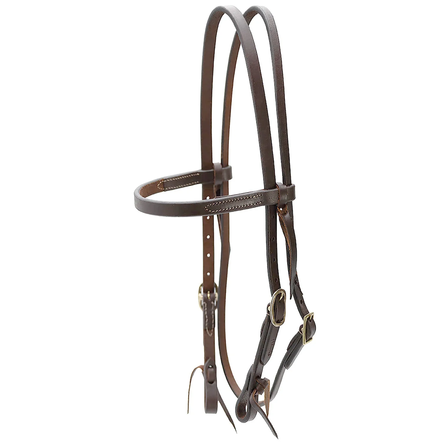 Jeffers LuxeLeather Heavy Oiled Browband Headstall with Water Tie Bit Ends for Horses
