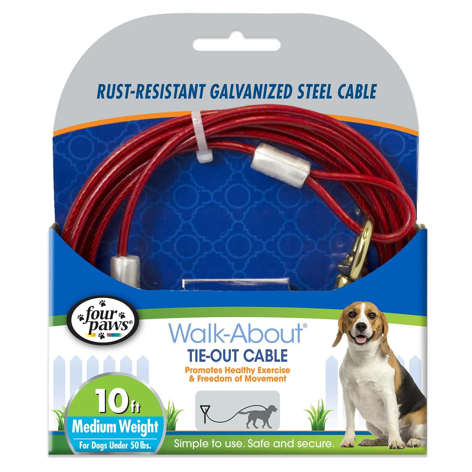 Medium Weight Dog Tie Out Cable, Red - Image 2