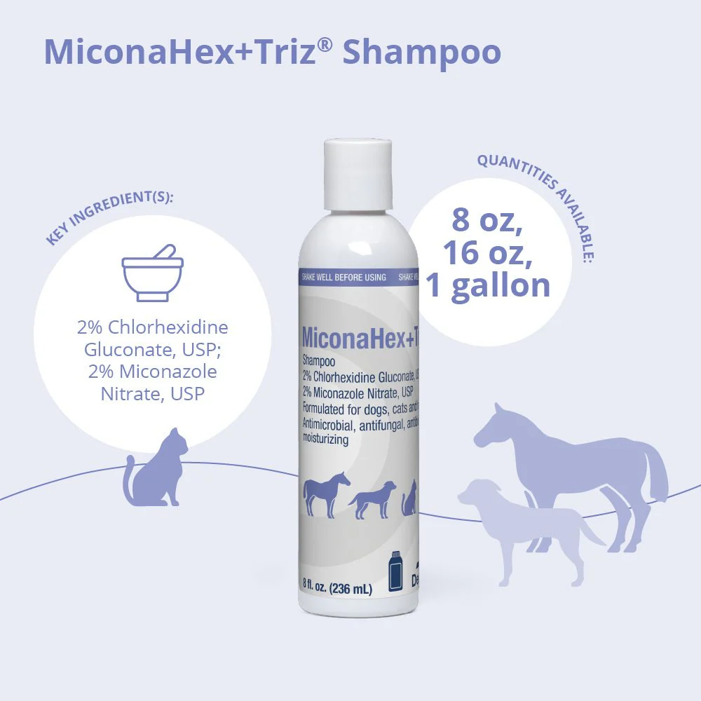 MiconaHex+Triz Medicated Antifungal & Antibacterial Shampoo for Dogs, Cats & Horses - Image 2