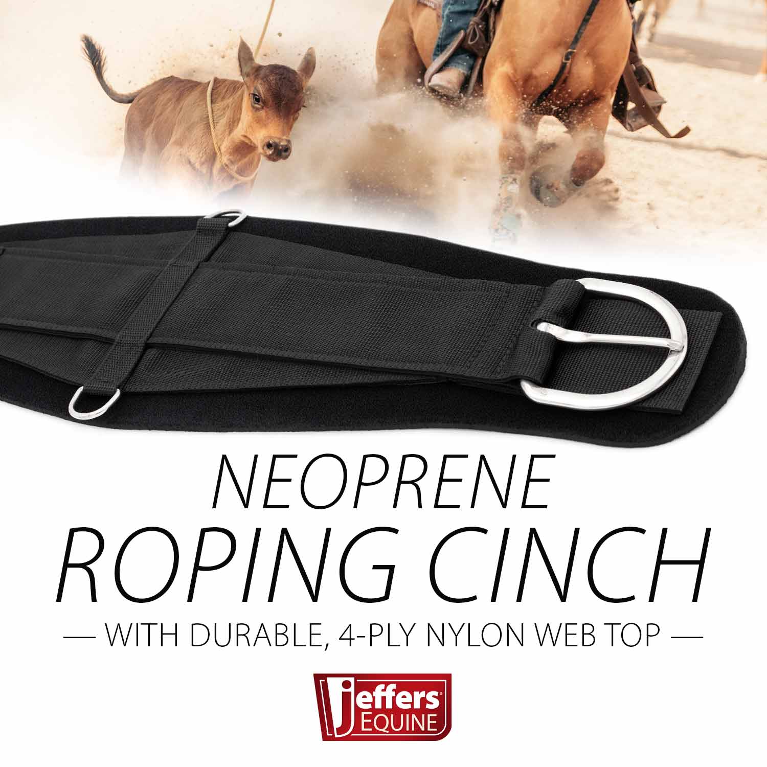 Jeffers Heavy-Duty Western Neoprene Roping Cinch with Stainless Steel Hardware - Image 3