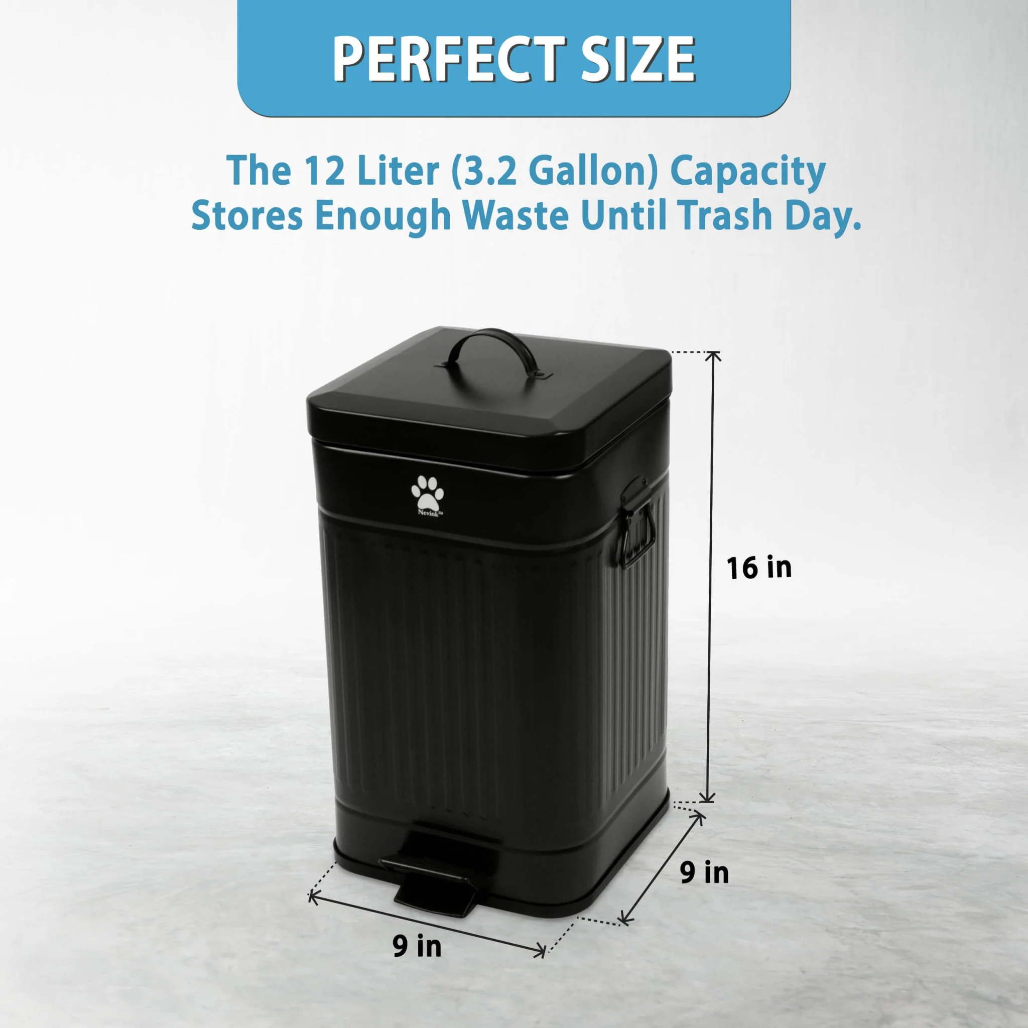Nevink Dog Poop Trash Can & Filters for Outdoors – 12 Liter, Odor Control, Hands-Free, Weather Resistant - Image 11