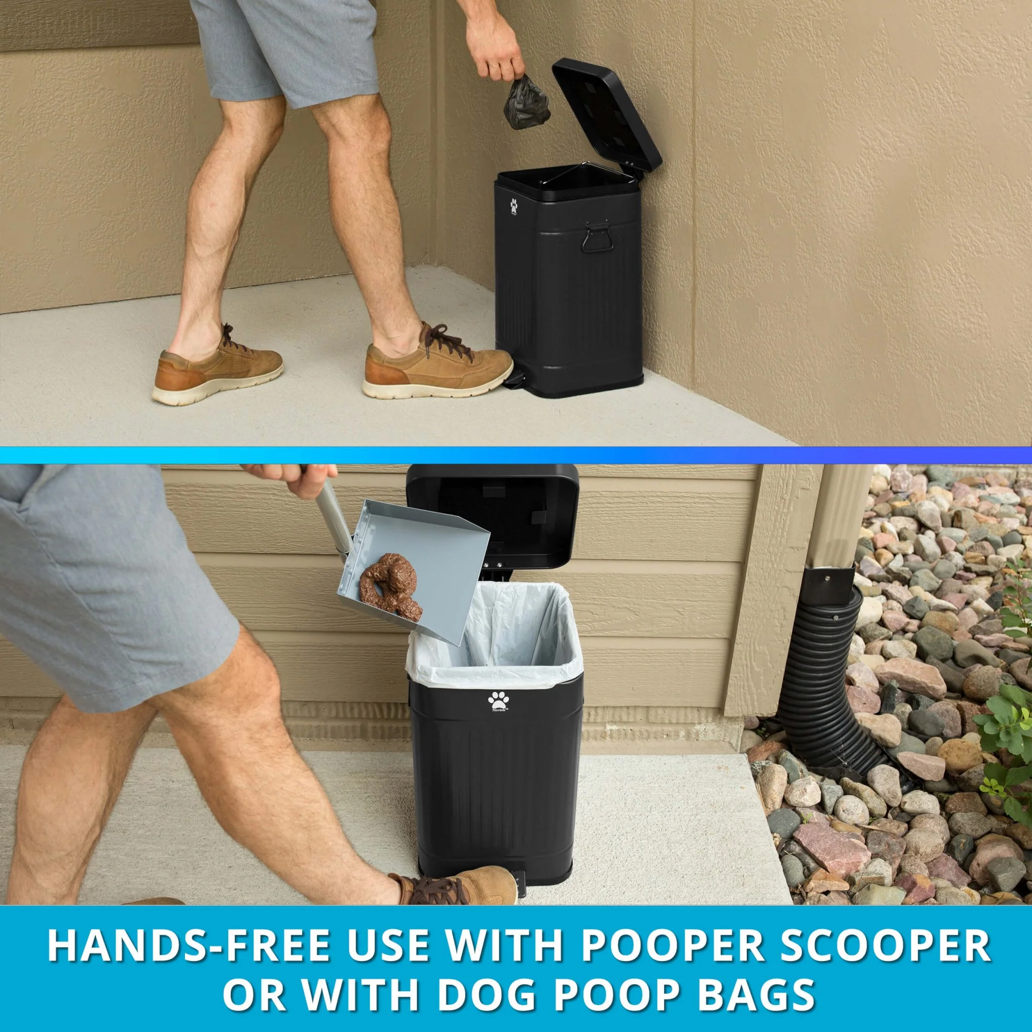 Nevink Dog Poop Trash Can & Filters for Outdoors – 12 Liter, Odor Control, Hands-Free, Weather Resistant - Image 14