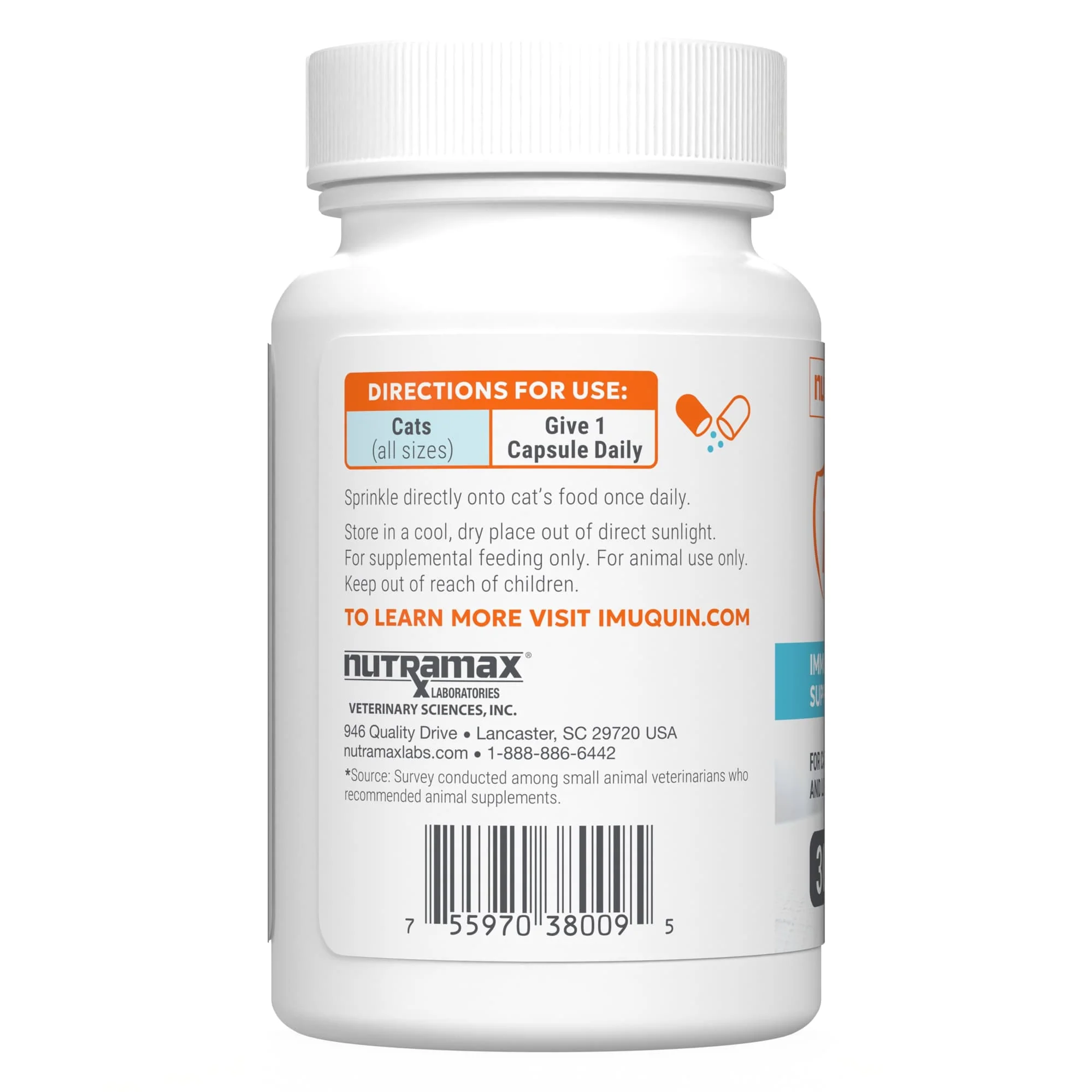 Nutramax Imuquin Immune Health Supplement Powder for Cats, With Beta Glucans, With Astaxanthin, 30 Sprinkle Capsules - Image 3