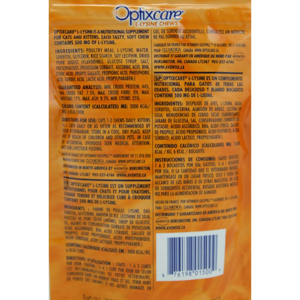Optixcare L-Lysine Chews for Cats & Kittens, 60 Chews - Image 3