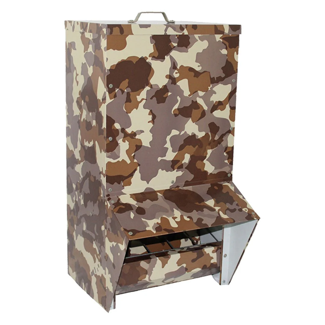 Camouflage Bordeaux Outdoor Feeder 20L – Durable Galvanized Steel Poultry and Game Feeder