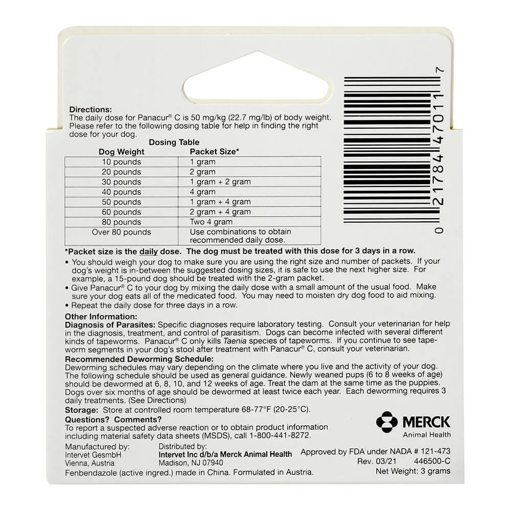 Panacur C Canine Dewormer (Fenbendazole Granules) - Image 3