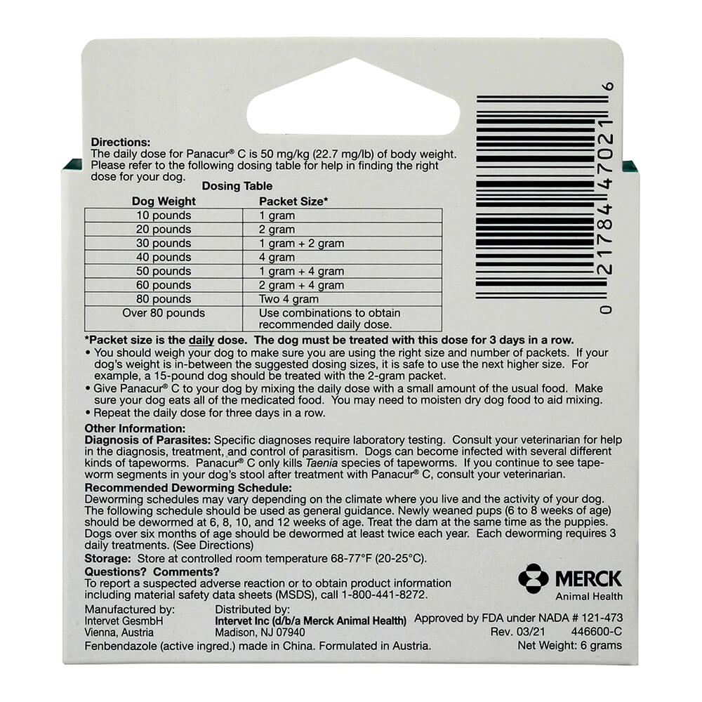 Panacur C Canine Dewormer (Fenbendazole Granules) - Image 9