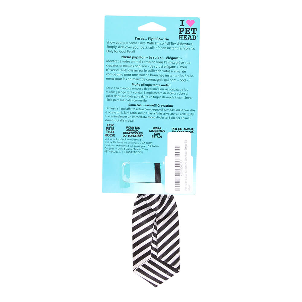 Pet Head I'm So Fly Black & White Stripe Tie - Image 2