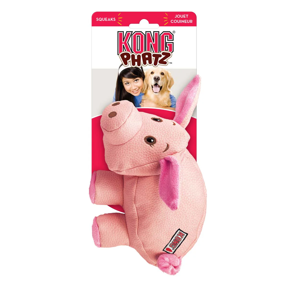 KONG Phatz Pig Plush Dog Toy with Low-Tone Squeaker - Image 9