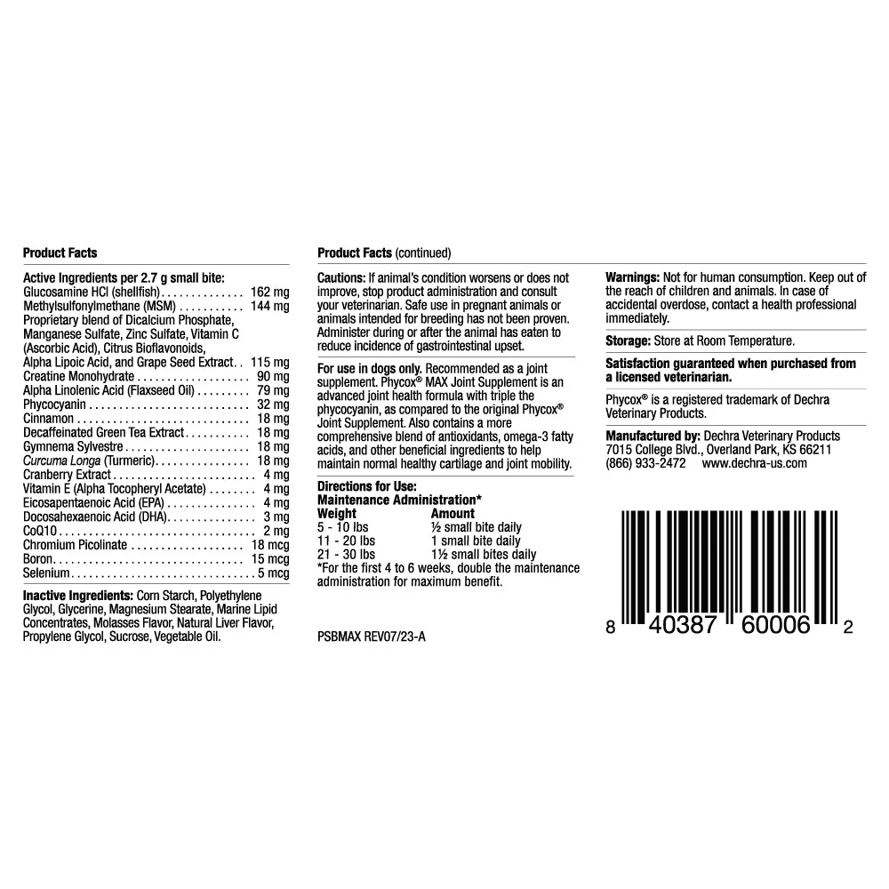 Phycox Max Canine Small Bites, 120 ct - Image 2
