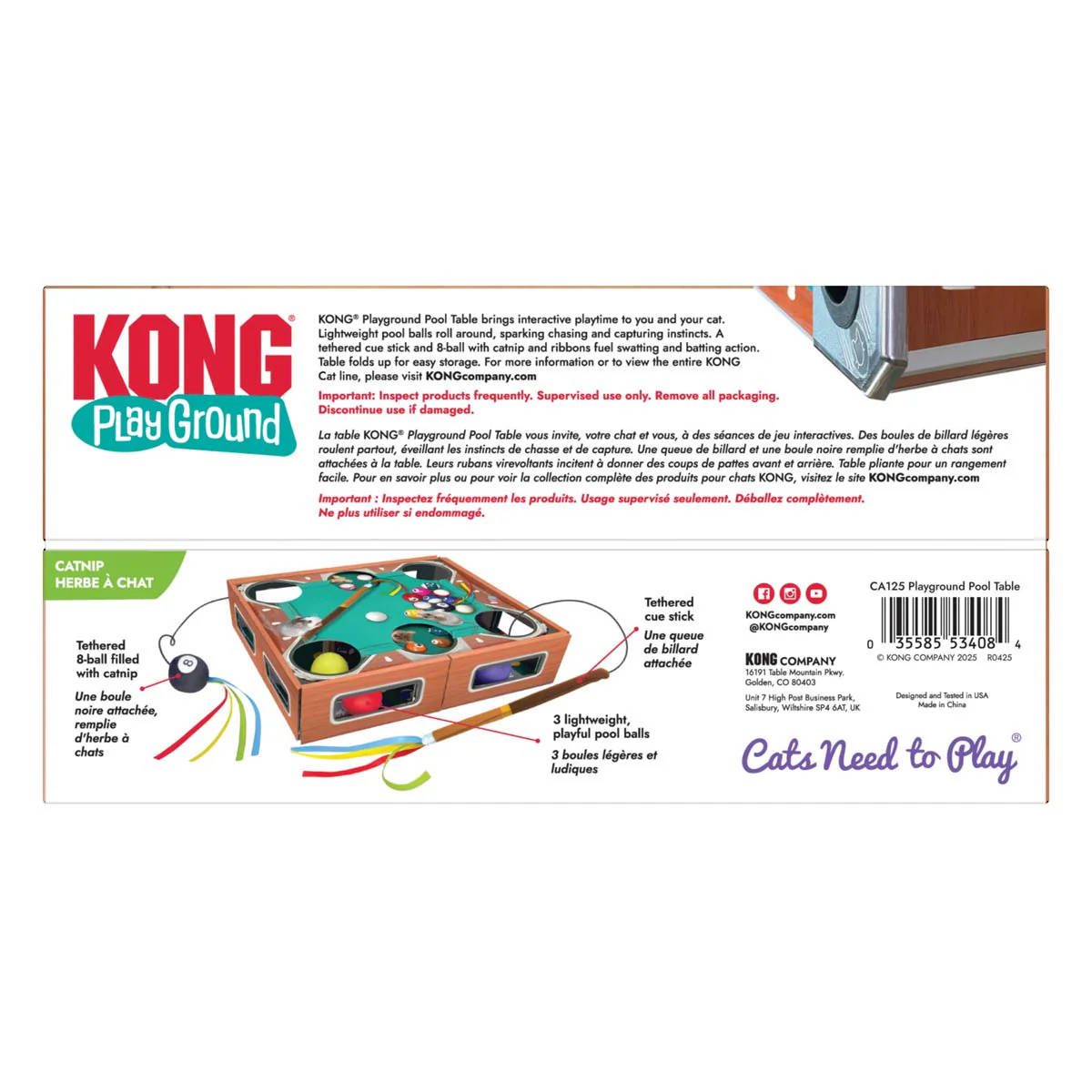 KONG Playground Pool Table Cat Toy - Interactive Batting & Puzzle Toy with Catnip - Image 7