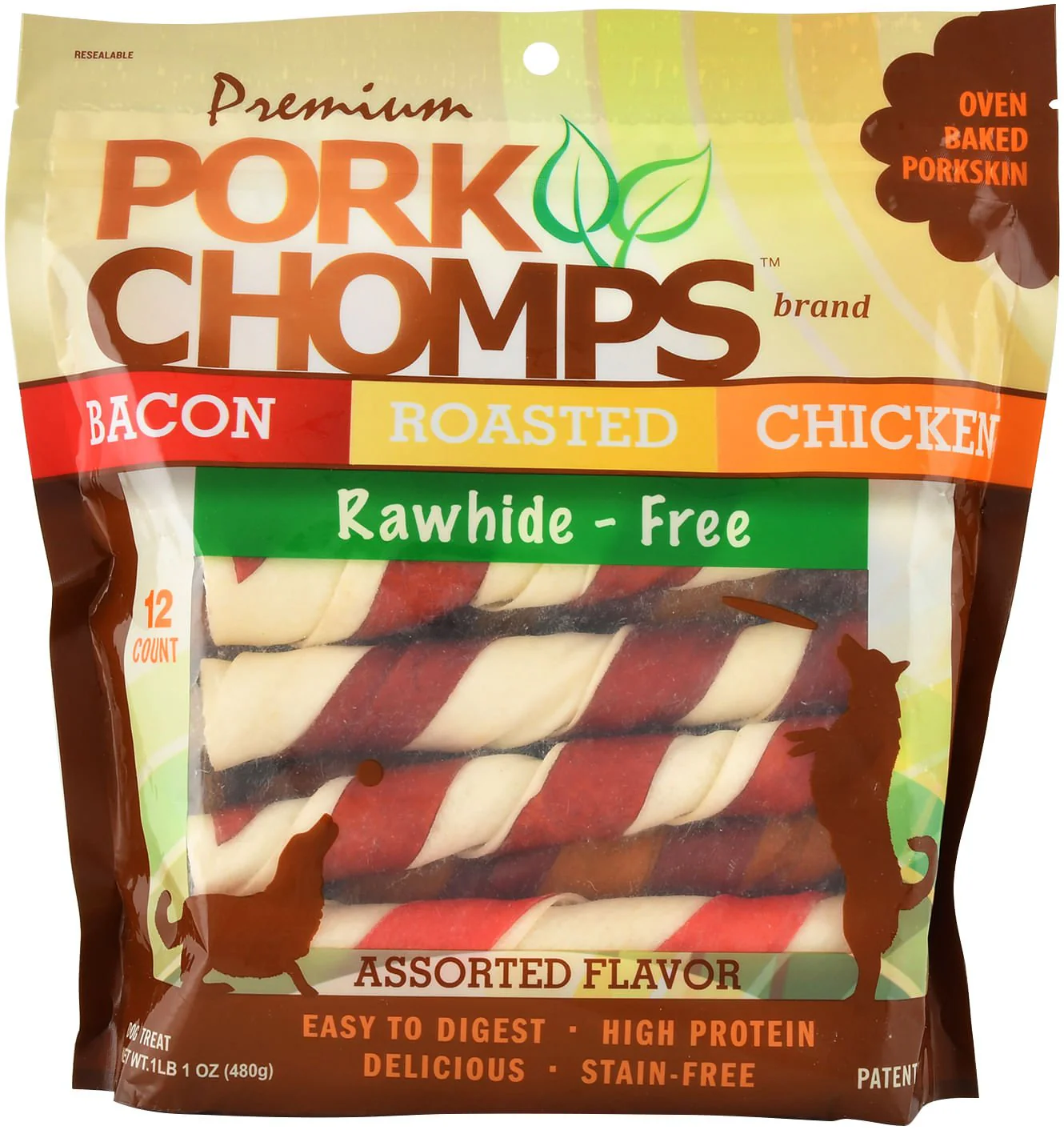 Pork Chomps Premium Twists – Rawhide-Free Dog Chews, Bacon, Chicken & Roasted, 6-Inch Oven-Baked Treats for Medium & Large Dogs - Image 7