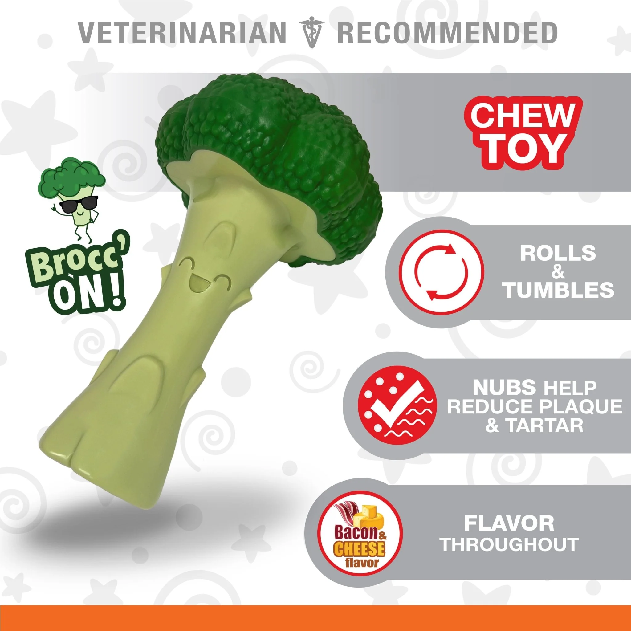 Power Chew Broccoli Dog Toy, Bacon & Cheese, Large/Giant, Up to 50 lbs - Image 4