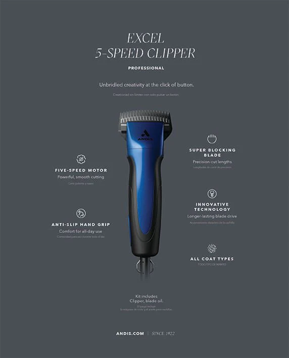 ProClip Excel 5-Speed Clipper with Super Blocking Blade, Indigo Blue - Image 6