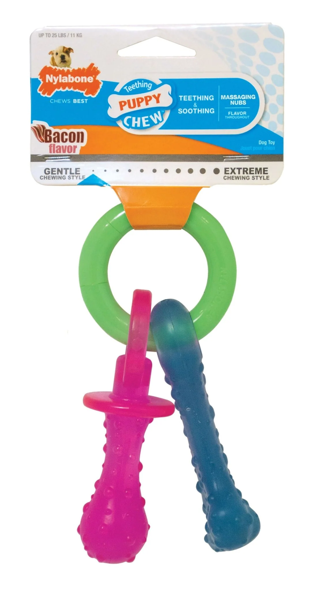 Nylabone Puppy Teething Pacifier Bacon Flavor Chew Toy