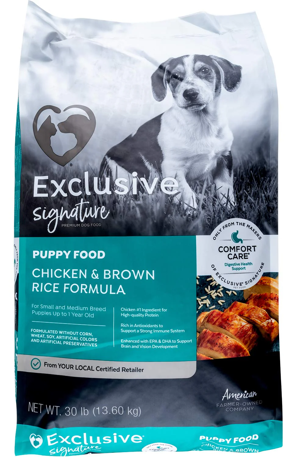 Purina Exclusive Signature Premium Small & Medium Breed Puppy Dry Dog Food, Chicken/Brown Rice - Image 3