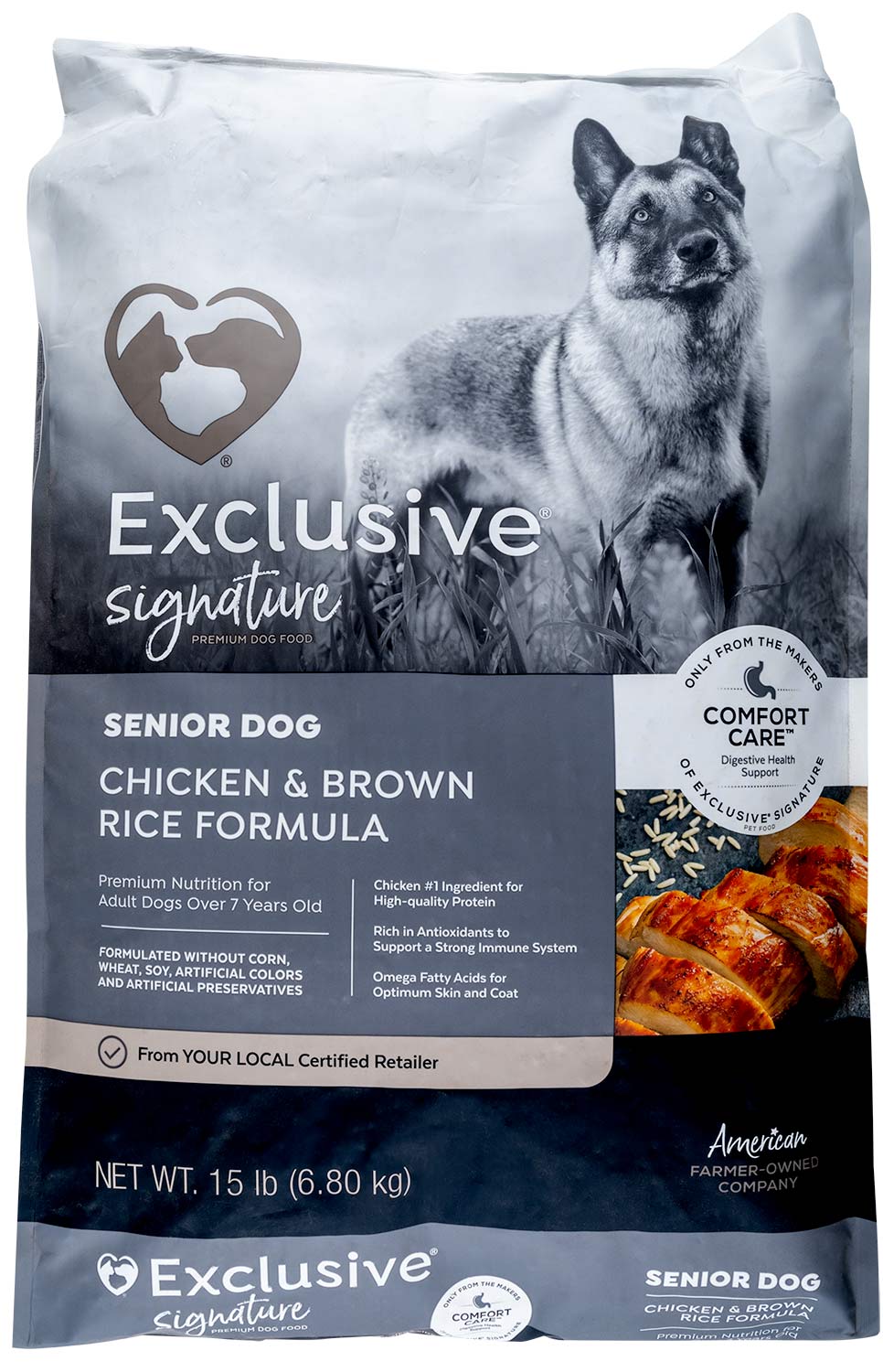 Purina Exclusive Signature Premium Senior Adult Dog Food, Chicken/Brown Rice