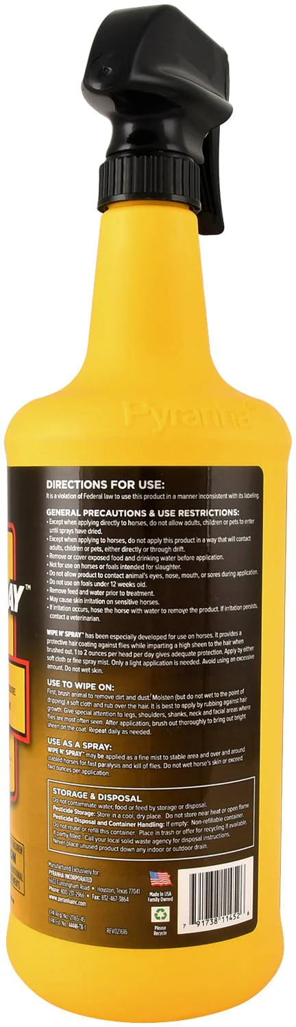 Pyranha Wipe N' Spray Fly Spray for Horses - Image 3