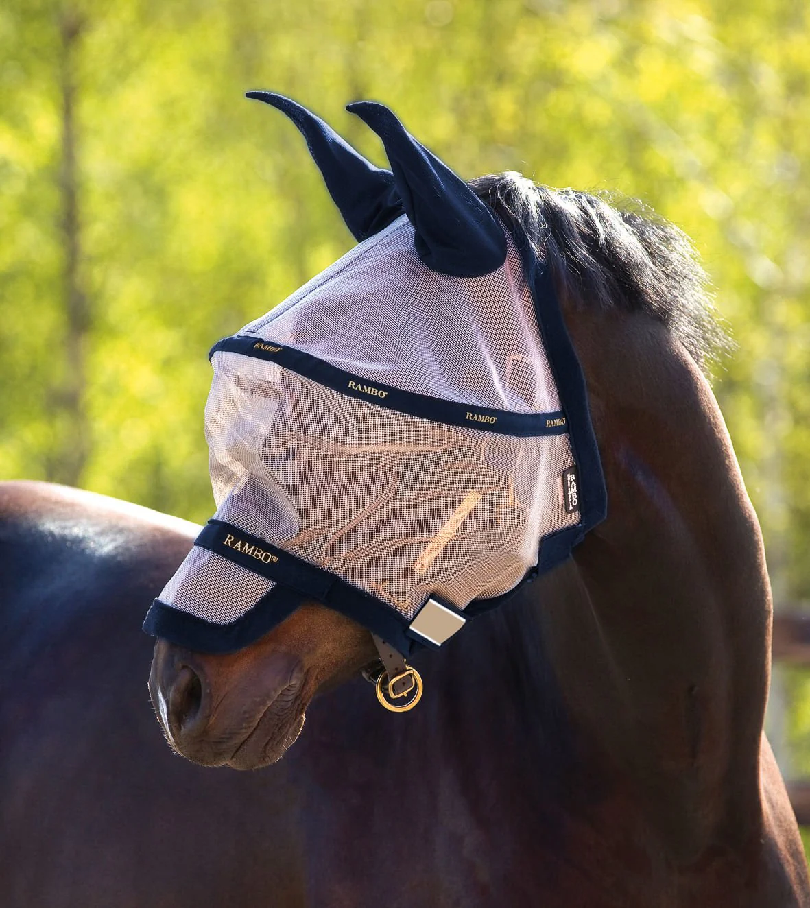Rambo Plus Fly Mask With Ears and Nose for Horses - Image 2