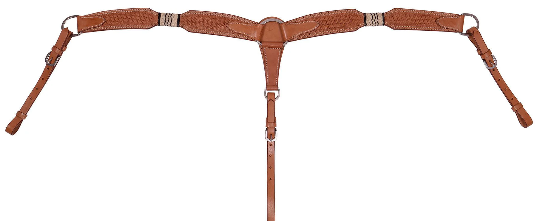 Buffalo Leather Rawhide & Basketweave Contoured Breast Collar - Image 3