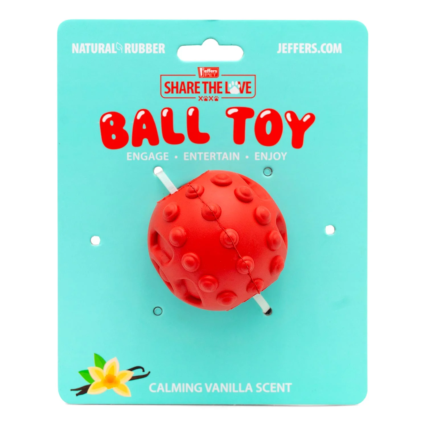 Jeffers Hollow Red Knobby Ball Natural Rubber Dental Treat Dispensing Dog Chew Toy - Image 7