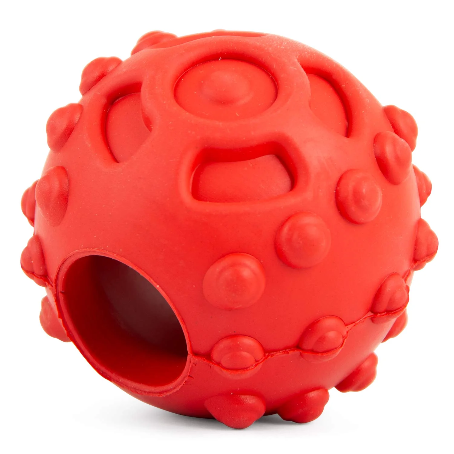 Jeffers Hollow Red Knobby Ball Natural Rubber Dental Treat Dispensing Dog Chew Toy - Image 9