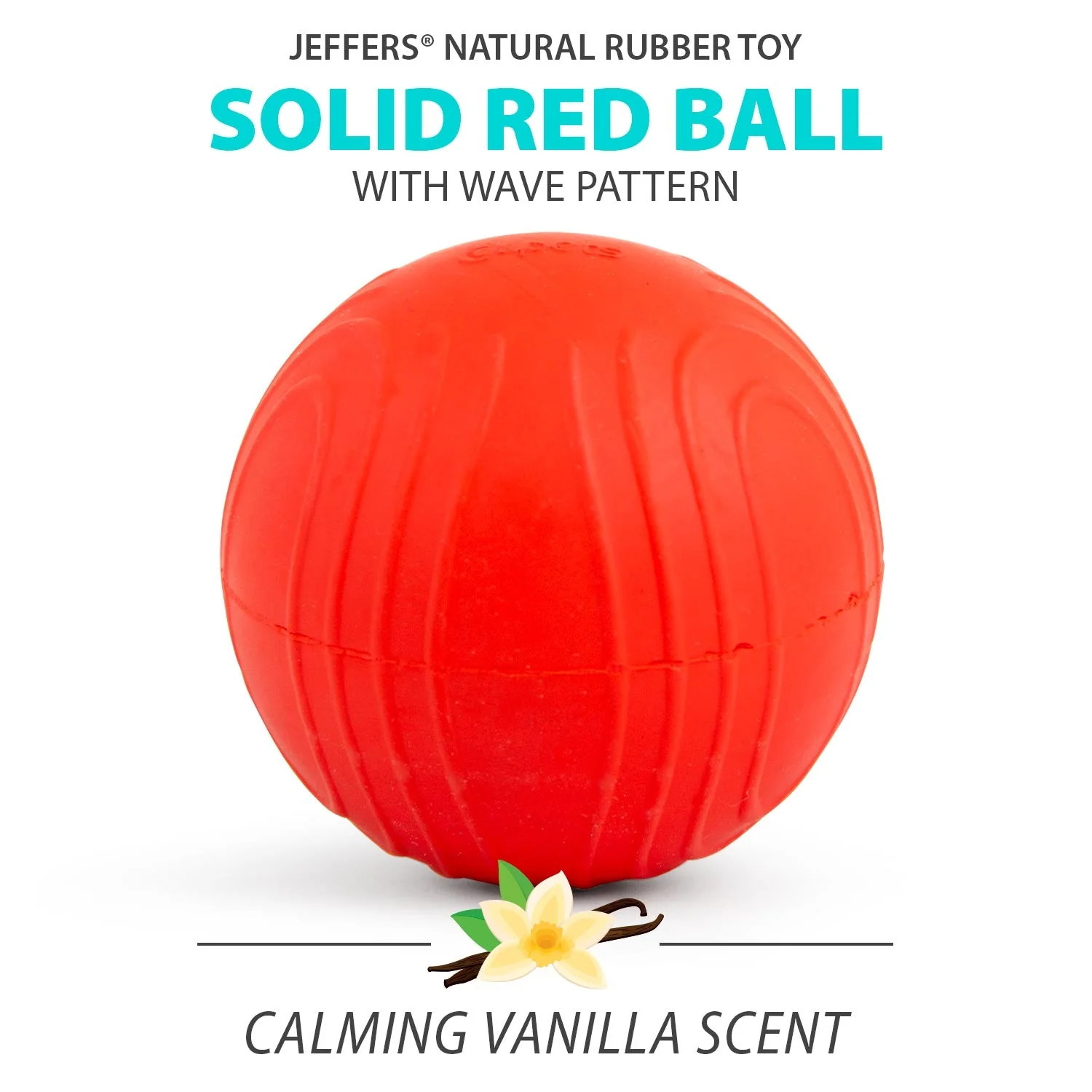 Jeffers Red Bouncing Ball with Waves Natural Rubber Dental Dog Chew Toy for Energetic Play - Image 2
