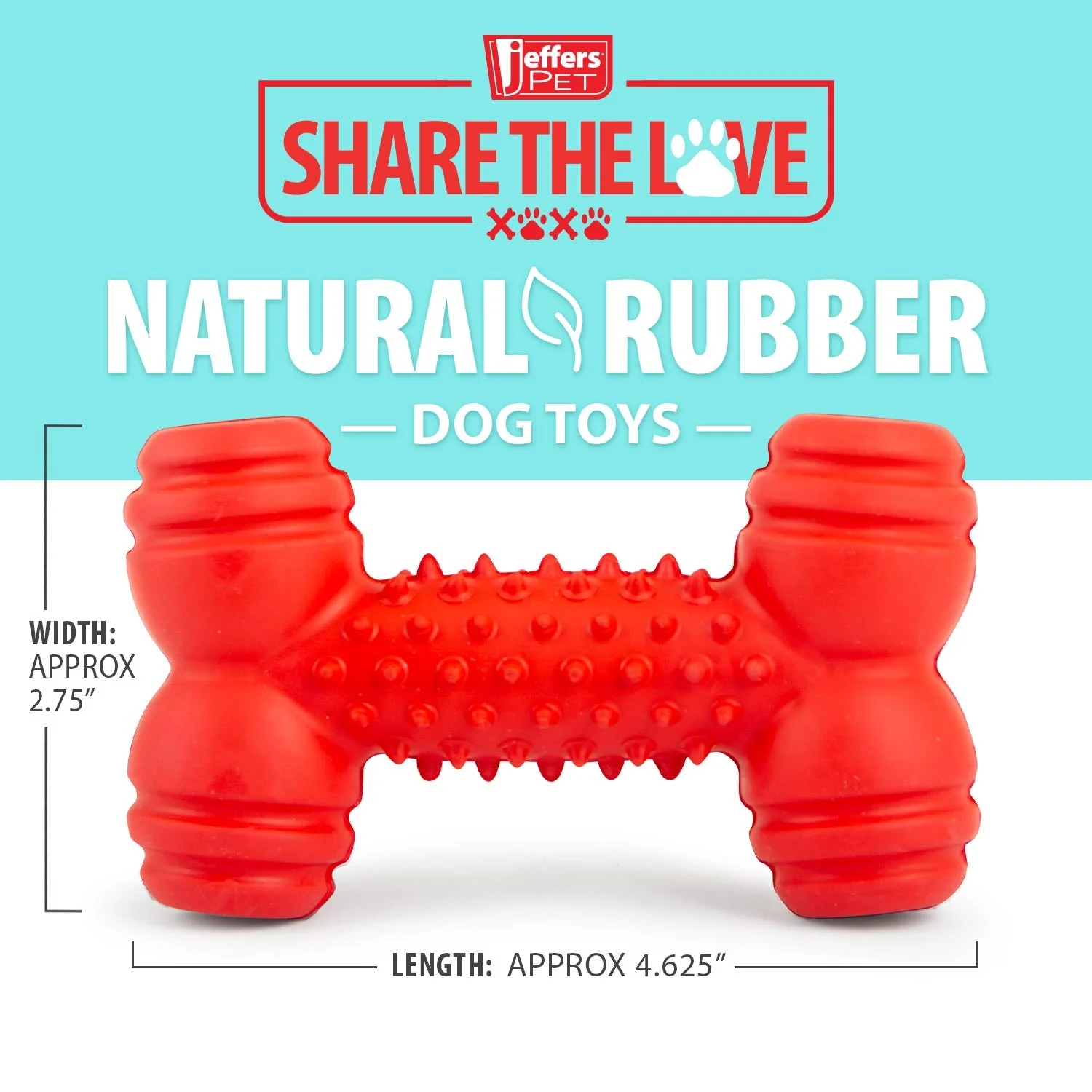 Jeffers Red Dental Bone Natural Rubber Dog Chew Toy for Healthy Teeth and Gums - Image 3